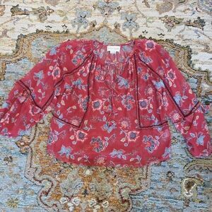 Sachin + Babi Red Floral Blouse